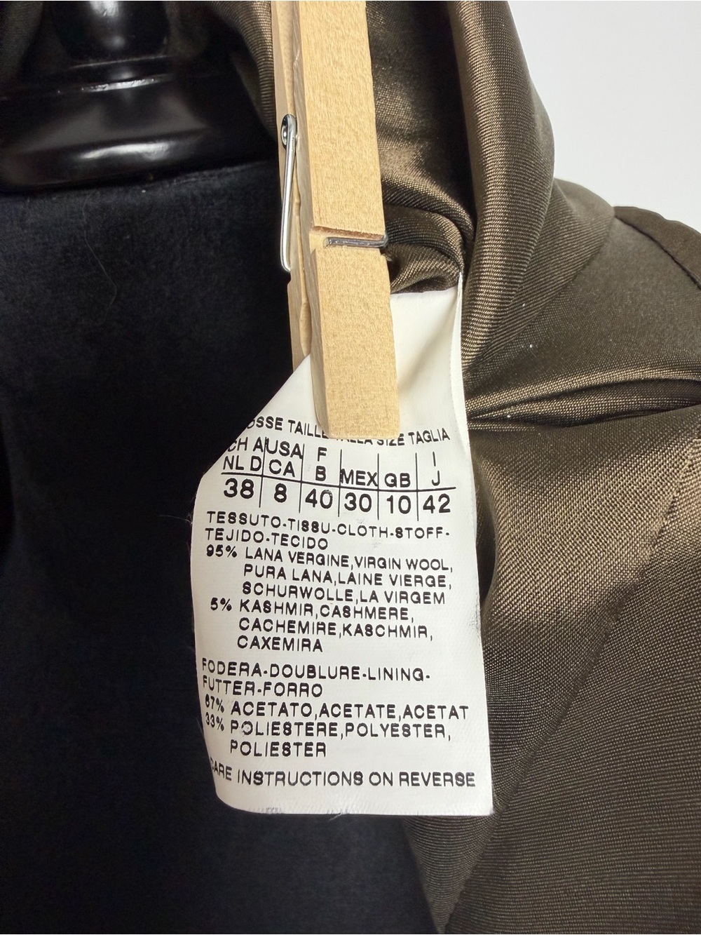 MaxMara Brown Herringbone Wrap Jacket Size 8 Wool/Cashmere - Picture 6 of 12